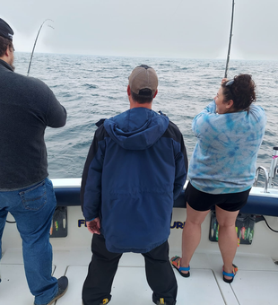 Chasing the big ones in Lake Michigan.